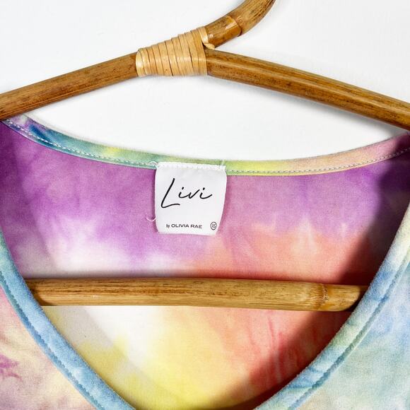 Livi by Olivia Rae Tie Dye Baby Tee Top Retro 90s Size XS - Picture 2 of 3